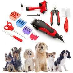 Set Masina Profesionala de Tuns Caini, Pisici sau Alte Animale, 4 Capete Interschimbabile + Accesorii Ingrijire, Putere 12W foto