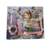 Cumpara ieftin Set Ceas Electronic Sofia si Portofel Copii Frozen, Roz, Curea Transparenta, +3 Ani