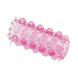 Manșon pentru penis cu striații TOYZ4LOVERS Long Ring, pentru stimulare intensă și &icirc;ngroșare, roz transparent (00802818)