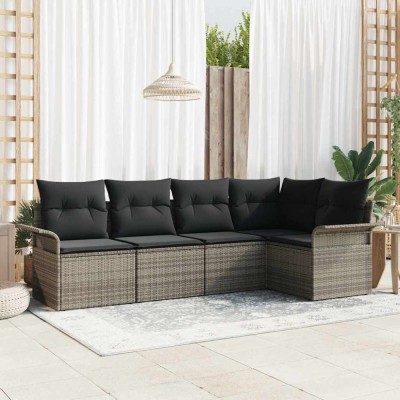 vidaXL Set de canapele pentru grădină 5 pcs 242.5 x 132.5 x 85 cm 3345359 foto