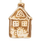 Cumpara ieftin Set 3 ornamente brad Craciun ceramica maro alba 4x4x7 cm