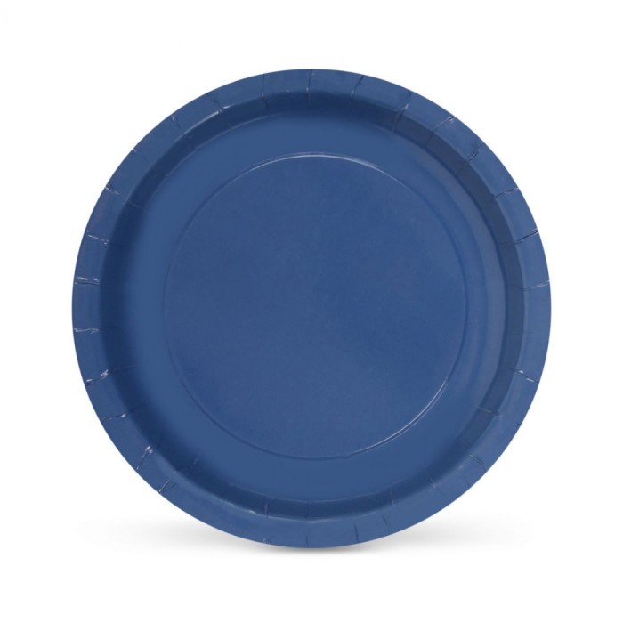 Set 10 farfurii din carton natural, 20 cm, albastre