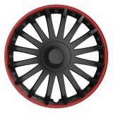 Capac roata auto Versaco Crystal 16 inch Black&amp;Red negru cu margine rosie, pentru jante din otel, ABS, 1 bucata, montaj rapid