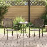 vidaXL Set scaune de grădină, 2 buc., bronze, aluminiu turnat