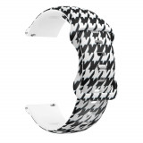 Curea silicon compatibila Galaxy Watch 6|Watch 5|Watch 4|Huawei Watch GT 3 42mm|GT 3 Pro 43mm|GT 2 42mm, Black Pattern, VD Very Dream