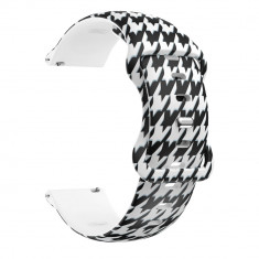 Curea silicon compatibila Galaxy Watch 6|Watch 5|Watch 4|Huawei Watch GT 3 42mm|GT 3 Pro 43mm|GT 2 42mm, Black Pattern
