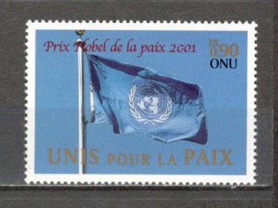 O.N.U.Geneva.2001 ONU-PREMIUL NOBEL ptr. Pace SN.650 foto