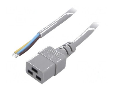 Cablu 3x1,5mm&amp;sup2; IEC C19 mamă 1,8m gri 16A PVC foto