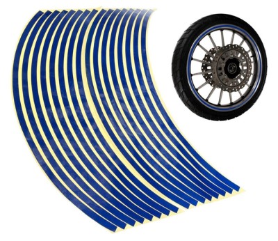 Set 16 ornamente Reflectorizante pentru jante auto, moto, culoare Albastra foto