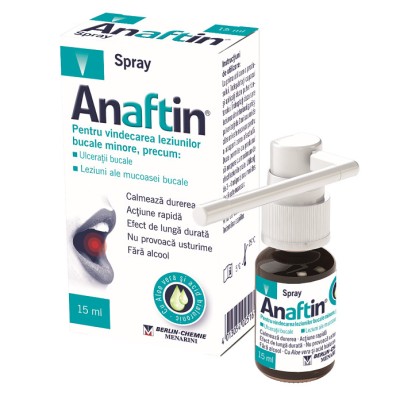Spray Bucal, Menarini, Anaftin, Impotriva Durerilor Minore si Aftelor Bucale, 15ml foto