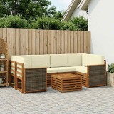 vidaXL Set de canapele de exterior cu pernă 7 pcs Natural și Crem 3384076