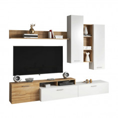 Mobilier living, stejar grandson/alb, EVORA foto