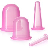 Set 4 bucati Ventuze, Marimi Diferite, pentru Masaj Terapeutic Anticelulitic cu Vaccum, Profesionale, Roz, PVC, CBD CORAL BEST DEALS 4x ventuze Benefi