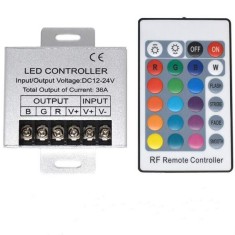 Controller led RGB 12-24V 36A cu telecomanda 24 taste si carcasa metalica