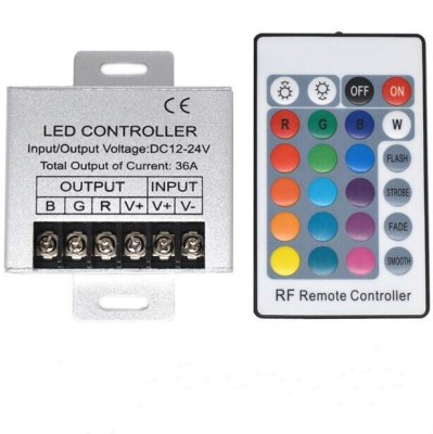Controller led RGB 12-24V 36A cu telecomanda 24 taste si carcasa metalica foto