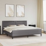 vidaXL Cadru de pat cu benzi LED Gri 200 x 200 cm Piele artificială 3415009