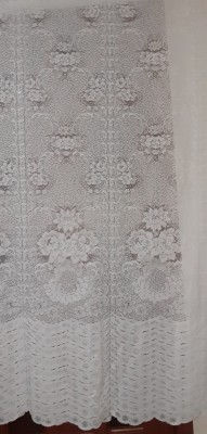 PERDEA ALBA CU MODELE FLORI + REJANSA MONTATA ---3 m / 2,5m----NOU foto