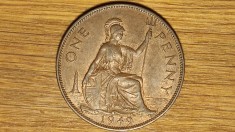Anglia Marea Britanie -raritate pt cunoscatori- 1 penny 1949 AU/UNC - valoroasa! - varianta rara, fara IND:IMP