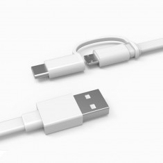 Cablu date &amp;amp;amp; incarcare - 2 in 1 - Micro USB &amp;amp;amp; , Alb foto