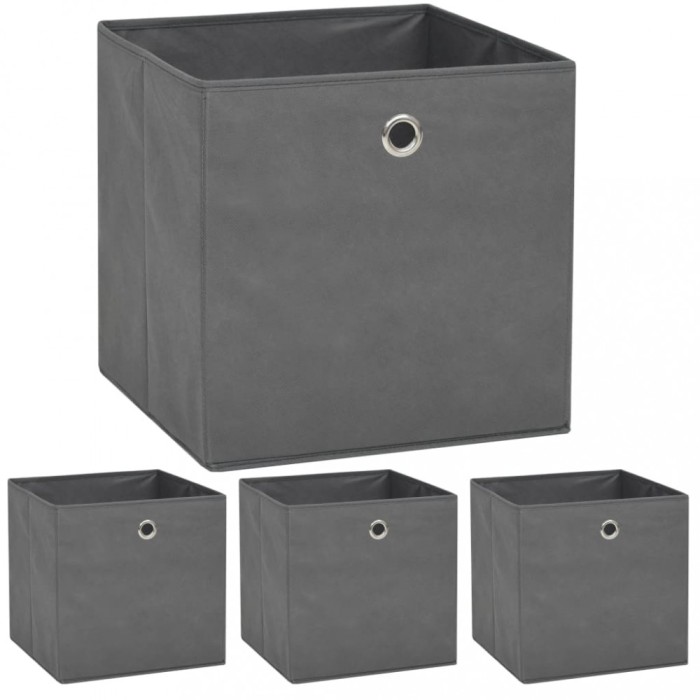 vidaXL Cutii de depozitare, 4 buc, material nețesut, 32x32x32 cm, Gri