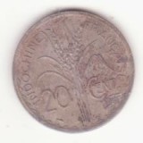 Indochina franceză 20 cenți 1939, primul an de batere, non-magnetic.