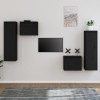 Comode TV, negru, 4 buc., lemn masiv de pin