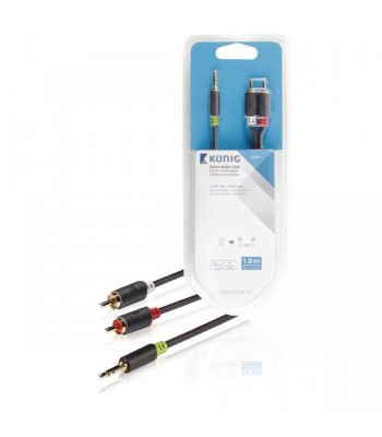 Cablu audio Jack stereo 3.5 mm tata - tata 1m gri Konig foto