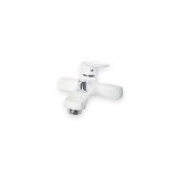Baterie dus italomix, set complet, monocomanda, cartus cearmic, finisaj alb, clapeta inox, 3 trepte de reglare a presiunii