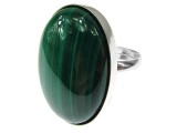 Inel argint reglabil masiv cu malachit natural 25x18 MM