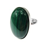 Inel argint reglabil masiv cu malachit natural 25x18 MM