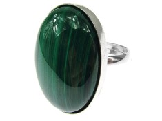 Inel argint reglabil masiv cu malachit natural 25x18 MM