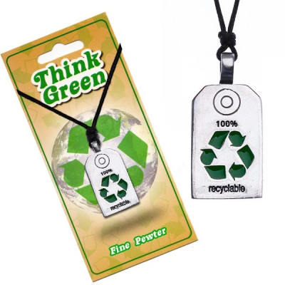 Colier eco-prietenos - plăcuță lucioasă cu simbol pentru reciclare foto