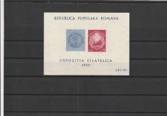 ROMANIA 1950 LP 260 EXPOZITIA FILATELICA COLITA NEDANTELATA MNH NESTAMPILATA
