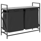 Cos de rufe 2 compartimente cu raft sonoma gri, DKD Home Decor