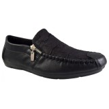 Mocasini Barbati, negru, model cu nervuri si fermoar - Corner - 40