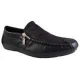 Mocasini Barbati, negru, model cu nervuri si fermoar - Corner - 43