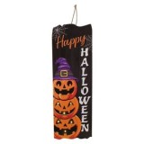 Decoratiune suspendabila din lemn pentru Halloween, cu LED, Neagra, 20x0,8x30cm, CMCLASS