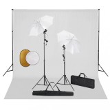 Set studio foto cu lampi, umbrele, fundal si reflector GartenMobel Dekor, vidaXL