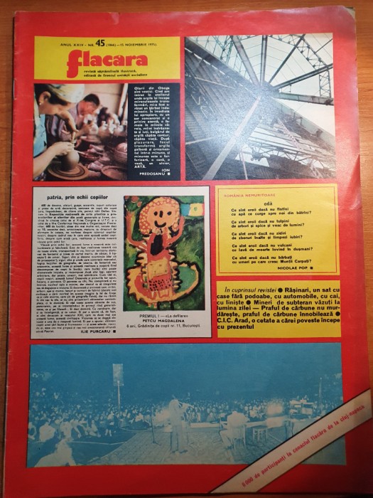 revista flacara 15 noiembrie 1975-mina aninoasa,orasul focsani,cenaclul flacara