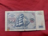 Bancnotă ZECE MARCI GERMANE 10 BUNDESBANK GERMANĂ Frankfurt pe Main 2. ian.1980