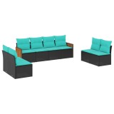 Cumpara ieftin Set canapele de gradina cu 8 piese si perne, poliratan negru
