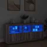 vidaXL Dulap cu lumini LED, gri sonoma, 162x37x67 cm 3209000