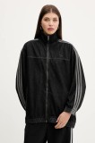 adidas Originals geacă jeans Denim Os TT culoarea negru, de tranziție, oversize, JY2897