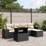 vidaXL Set mobilier de grădină cu perne, 6 piese, negru, poliratan