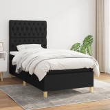 VidaXL Pat box spring cu saltea, negru, 90x200 cm, textil
