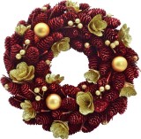 Coronita de Craciun suspendabila rosie MagicHome, 37x37x9 cm