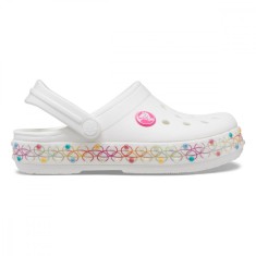 Saboți Crocs Toddler Crocband Stretch Necklace Clog Alb - White/Multi