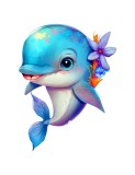 Cumpara ieftin Sticker decorativ Delfin, Albastru, 56 cm, 5683ST, Oem
