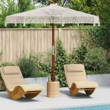 Umbrelă de soare Crem (250-255) x 250 cm Bumbac și lemn masiv