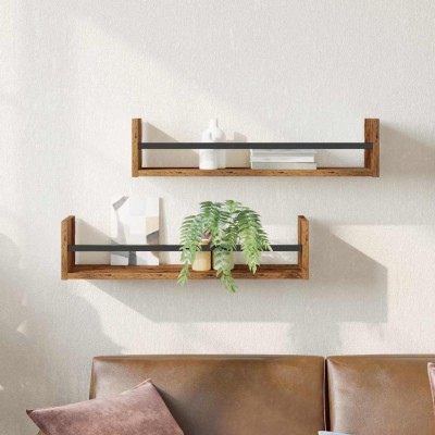 vidaXL Raft de perete 2 pcs Lemn vechi 60 x 16 x 14 cm Lemn compozit foto